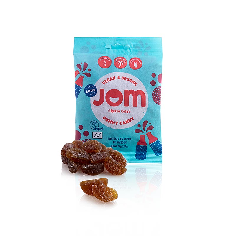 JOM - Caramelle gommose al gusto di cola acidula retrò, vegano, biologiche, 70 g