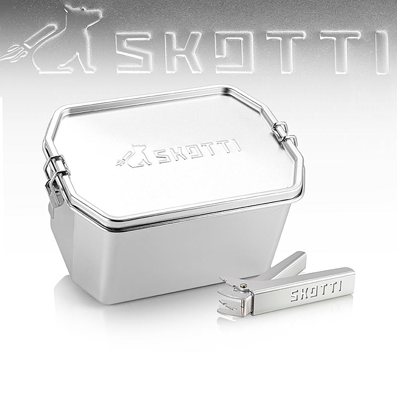 SKOTTI Boks 2,5L, boîte en acier inoxydable, + pince en aluminium, 1 pc