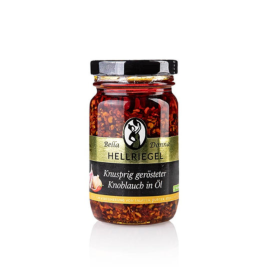 Aglio croccante tostato in olio, piccante, confezione chiara, 115 g