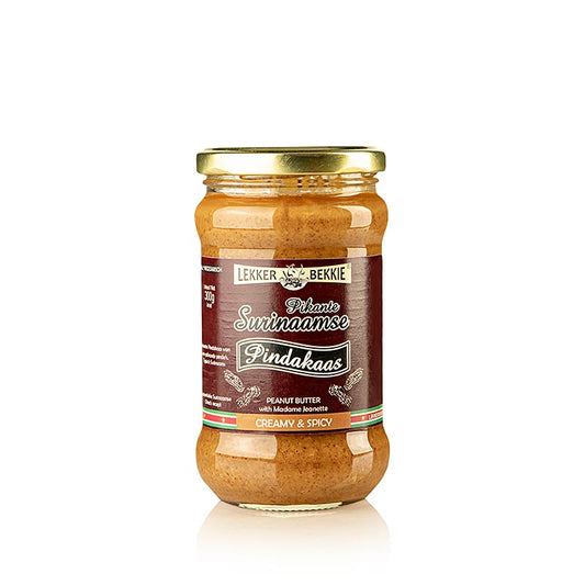 Burro di arachidi "Pikante Surinaamse", cremoso e speziato, Lekker Bekkie, 300 g