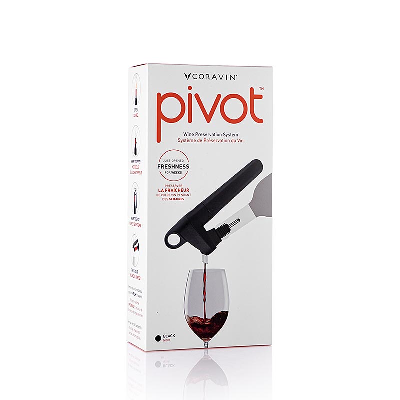 Coravin Wine Access System - Sistema di conservazione del vino "Pivot" + accessori, nero, 4 pezzi.