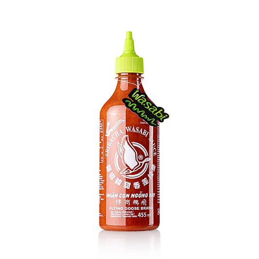 Salsa al peperoncino Sriracha, con wasabi, Flying Goose, 455 ml
