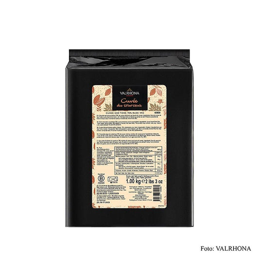 Valrhona Cuvée Sao Thome, couverture noire, 76 % Cacao, bloc (12830), 1 kg | Couverture, Moules à chocolat, Produits en chocolat | thungourmet