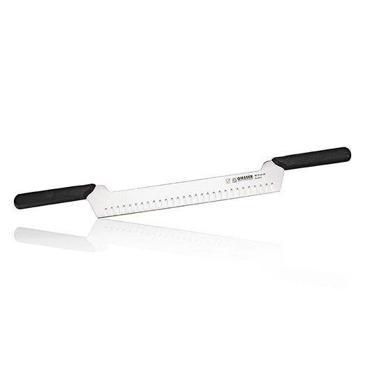 Couteau à fromage, à lame cannelée, 30cm, deux manches, 1 pc