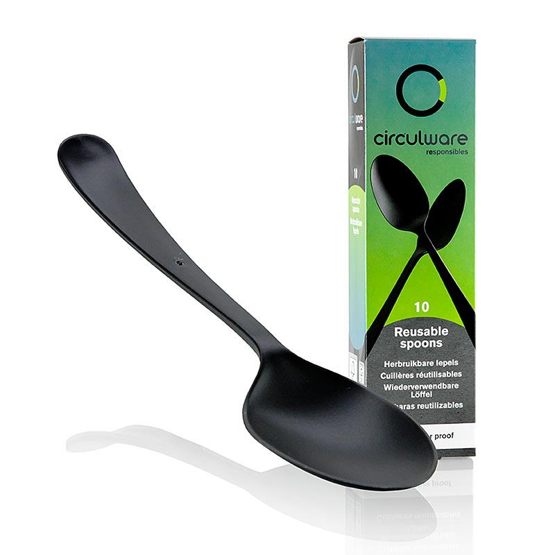 Haval Circulware cucchiaio riutilizzabile, 19 cm, nero, extra robusto, PP-MF, 10 pz.