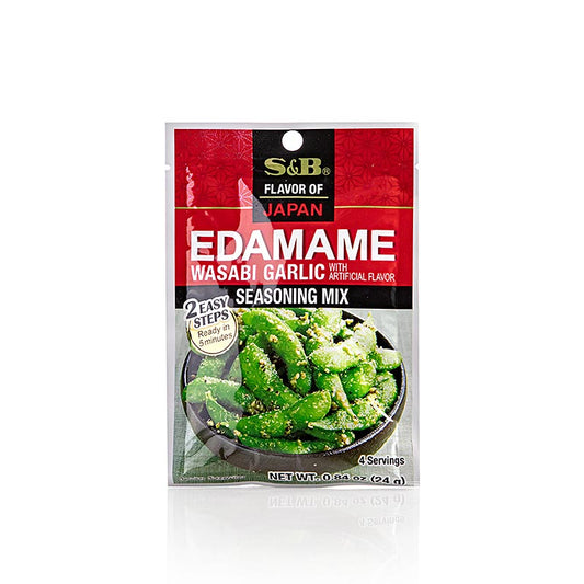 Condimento per edamame "Wasabi Garlic", condimento per fagioli edamame, S&B, 24 g