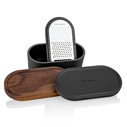 Microplane Râpe manuelle à gros grains, avec récipient "Anthracite + Noix" (34700), 1 pce