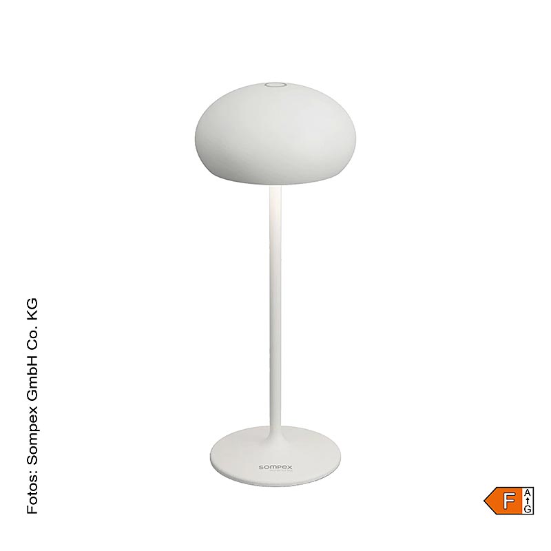 Lampada da tavolo "PEBBLE", con batteria ricaricabile, 23x9,2cm, alluminio, incl. stazione di ricarica, bianco (78680), 1 pz.