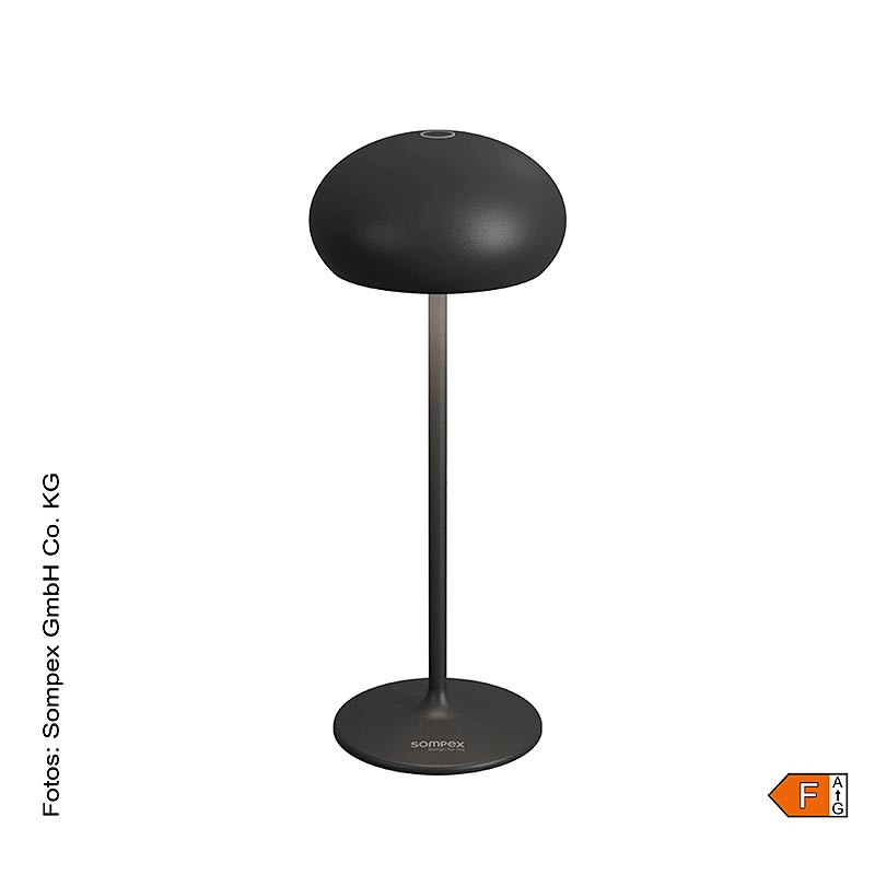 Lampada da tavolo "PEBBLE", con batteria ricaricabile, 23x9,2cm, alluminio, incl. stazione di ricarica, nero (78681), 1 pz.