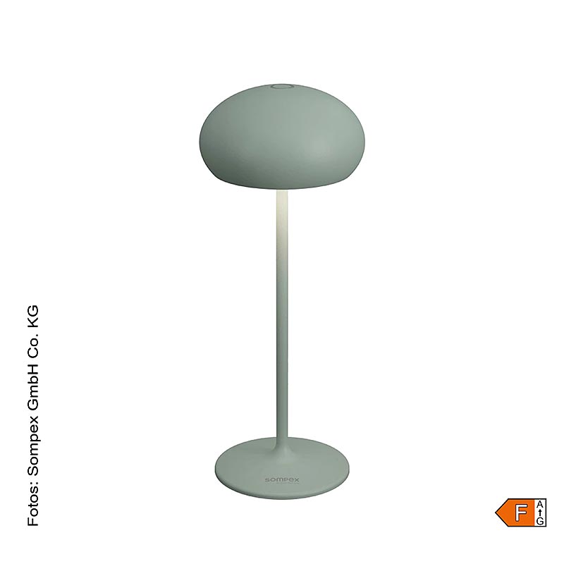 Lampada da tavolo "PEBBLE", con batteria ricaricabile, 23x9,2cm, alluminio, incl. stazione di ricarica, verde oliva (78682), 1 pz.