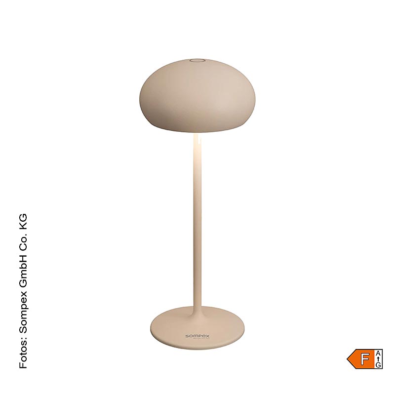 Lampada da tavolo "PEBBLE", con batteria ricaricabile, 23x9,2cm, alluminio, incl. stazione di ricarica, sabbia (78683), 1 pz.