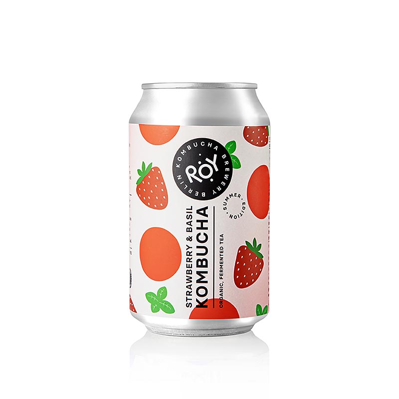 ROY Kombucha alla fragola e basilico Kombucha (Edizione estiva), BIO, 330 ml