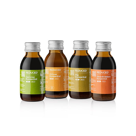 ASSORTIMENT DE SAVEURS ALLÉGÉES (poulet/légumes/champignons/crabe) – Concentré de bouillon, 400 ml