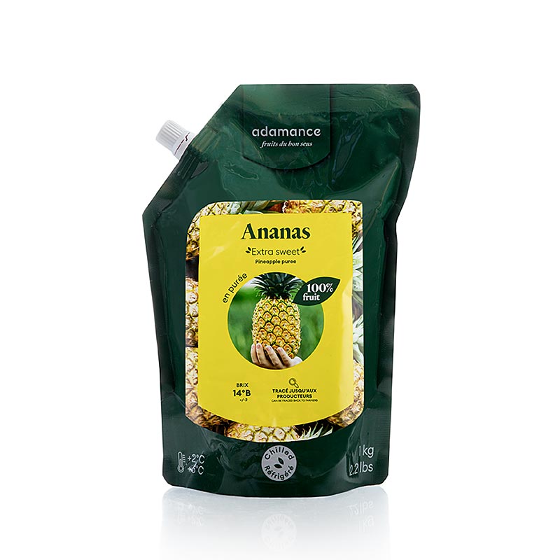 Adamance Purea di ananas, senza zucchero, pastorizzata, 1 kg