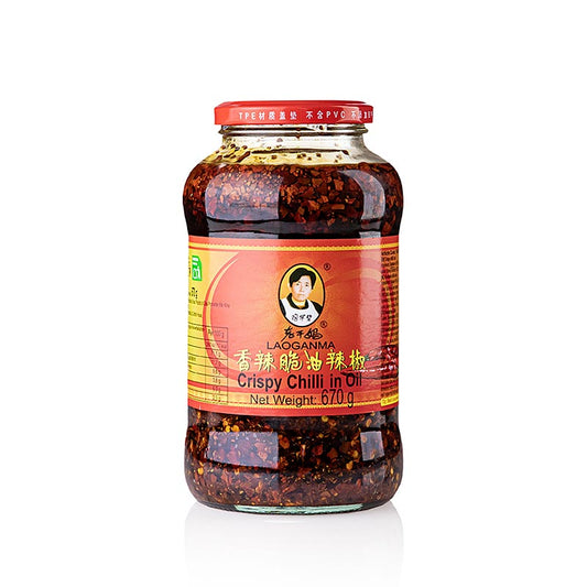 Olio al peperoncino croccante - Peperoncino sott'olio con cipolle croccanti, Lao Gan Ma, 670 g
