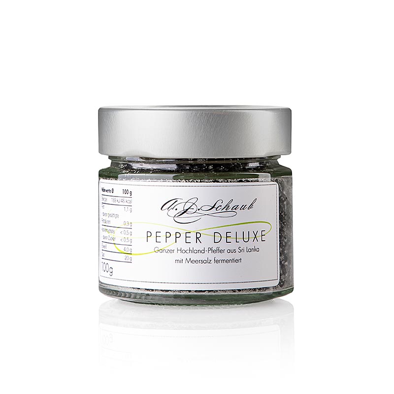 Pepper Deluxe, pepe nero “ Pepe ” fermentato con sale marino, in grani, 100 g