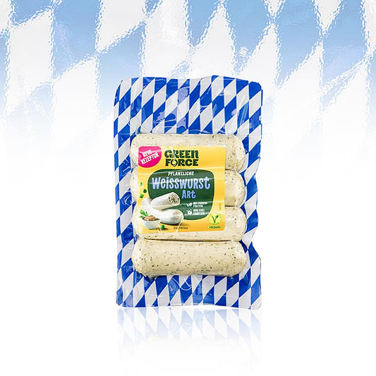 Salsiccia bianca vegana Greenforce a base di proteine di piselli, versione classica, 200 g, 4 pezzi